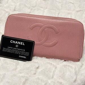 Chanel CC ZIP AROUND Caviar Leather Wallet